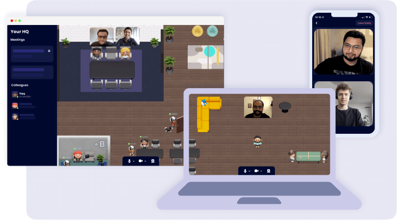 Cosmos virtual space experience shown on desktop and mobile app