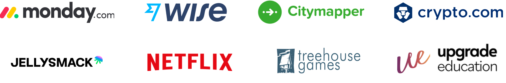 Logos of companies using Cosmos: Netflix, Wise, Monday.com, Crypto.com, and more